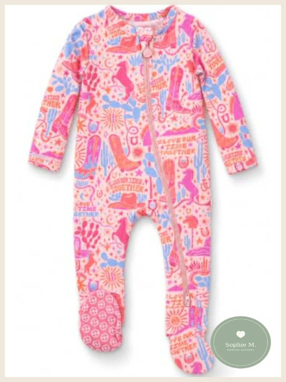 Bamboo Viscose Baby Footie Pajamas Affirmations Two-Way Zipper